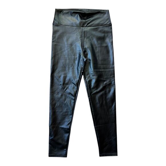 Spanx High Rise Vegan Faux Leather Leggings Stretchy Women's Size Large - Picture 1 of 7